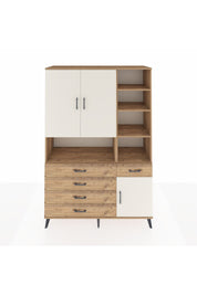 Hyperion Dolap 8 Raflı 5 Çekmeceli 3 Kapaklı 132x44x195 Çam-Aytaşı/Çam