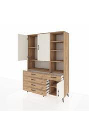 Hyperion Dolap 8 Raflı 5 Çekmeceli 3 Kapaklı 132x44x195 Çam-Aytaşı/Çam
