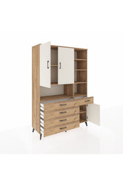 Hyperion Dolap 8 Raflı 5 Çekmeceli 3 Kapaklı 132x44x195 Çam-Aytaşı/Çam