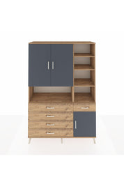 Hyperion Dolap 8 Raflı 5 Çekmeceli 3 Kapaklı 132x44x195 Çam-Antrasit/Çam