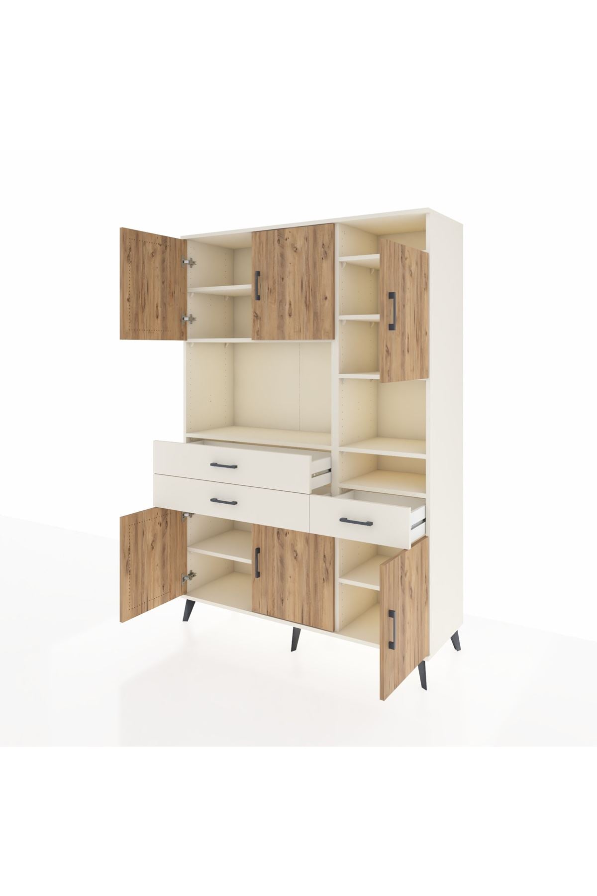 Hyperion Dolap 10 Raflı 3 Çekmeceli 6 Kapaklı 132x44x195 Aytaşı-Çam/Aytaşı