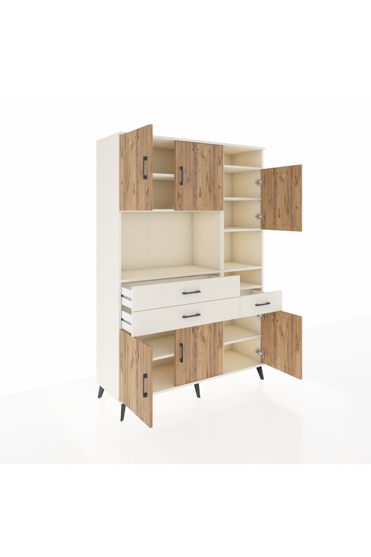 Hyperion Dolap 10 Raflı 3 Çekmeceli 6 Kapaklı 132x44x195 Aytaşı-Çam/Aytaşı