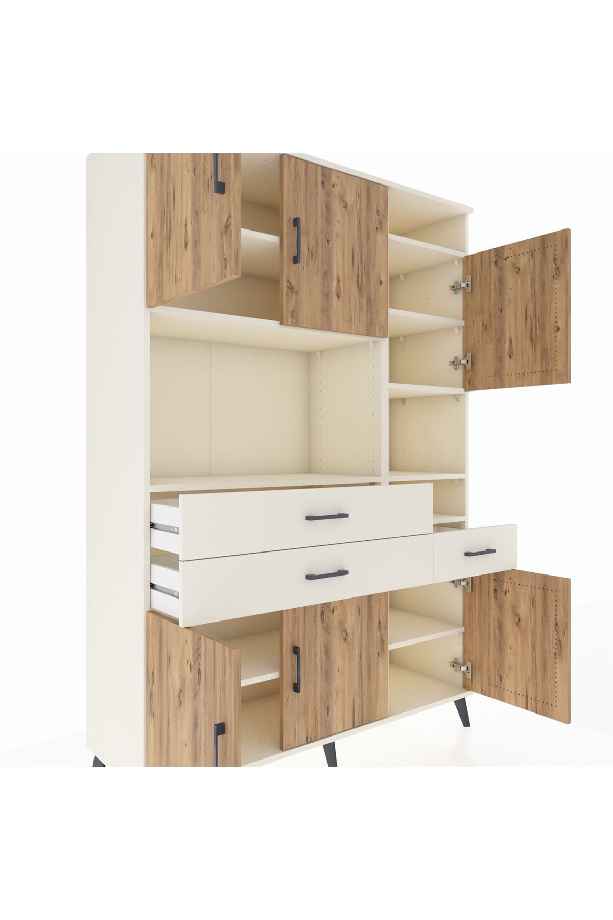 Hyperion Dolap 10 Raflı 3 Çekmeceli 6 Kapaklı 132x44x195 Aytaşı-Çam/Aytaşı