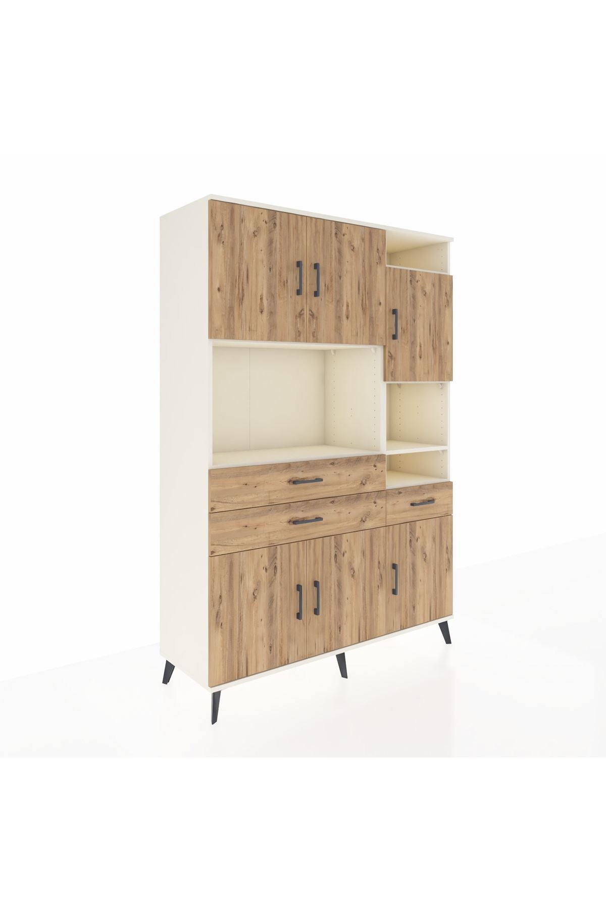 Hyperion Dolap 10 Raflı 3 Çekmeceli 6 Kapaklı 132x44x195 Aytaşı-Çam/Çam