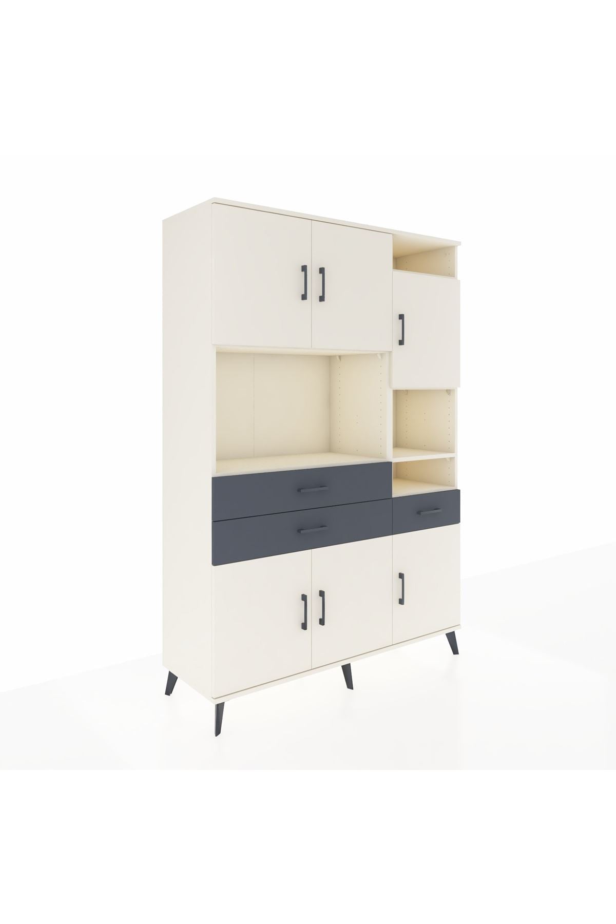 Hyperion Dolap 10 Raflı 3 Çekmeceli 6 Kapaklı 132x44x195 Aytaşı-Aytaşı/Antrasit