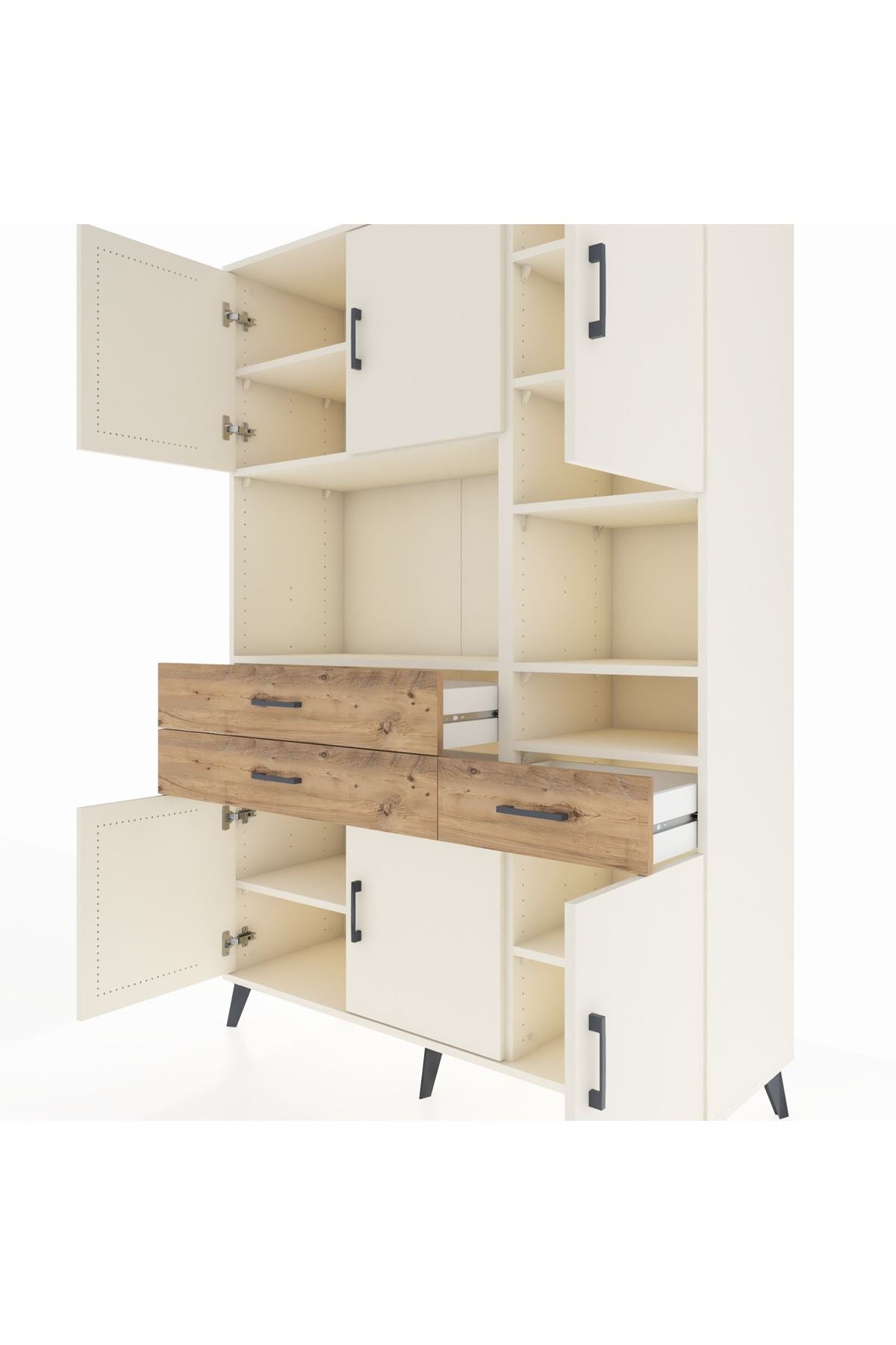 Hyperion Dolap 10 Raflı 3 Çekmeceli 6 Kapaklı 132x44x195 Aytaşı-Aytaşı/Çam