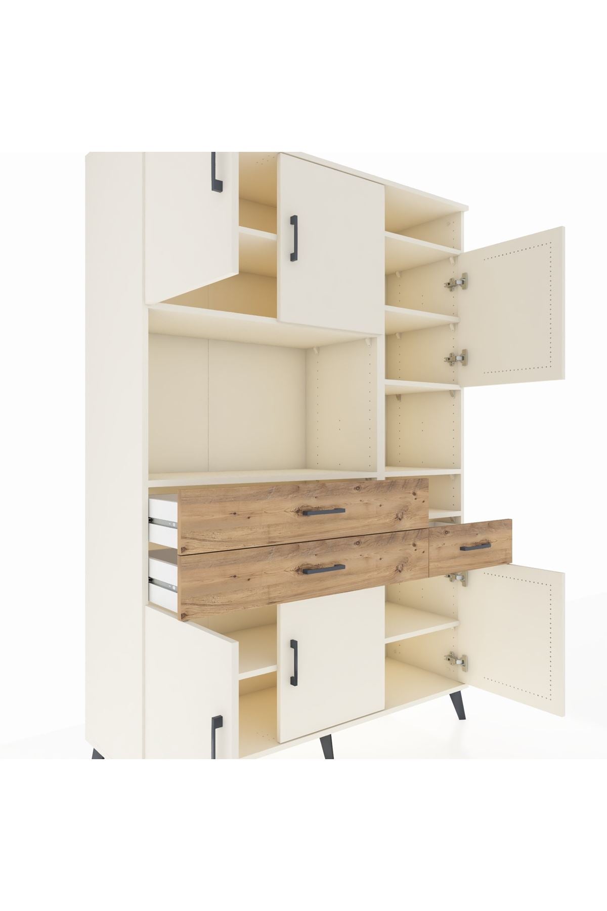 Hyperion Dolap 10 Raflı 3 Çekmeceli 6 Kapaklı 132x44x195 Aytaşı-Aytaşı/Çam