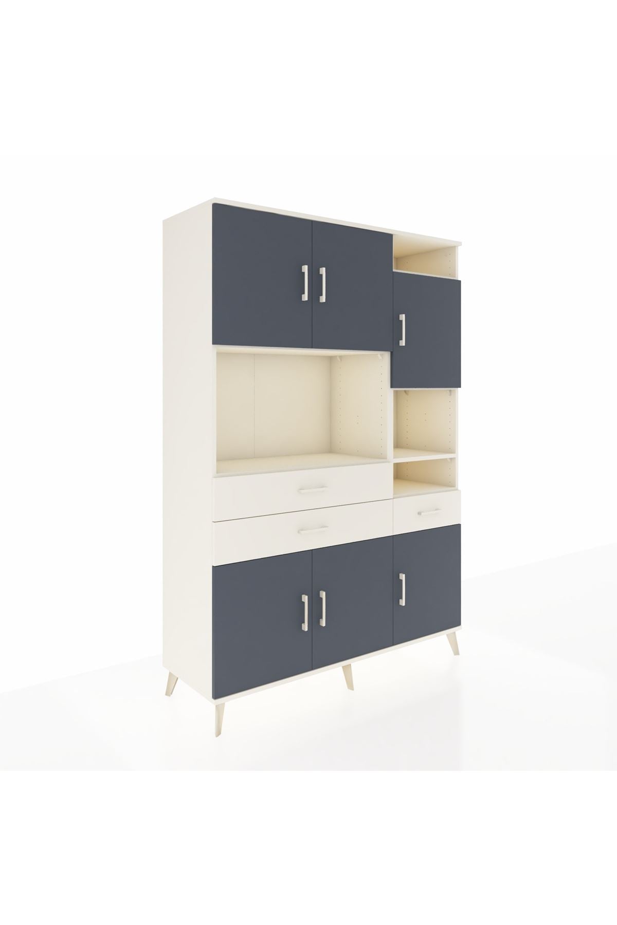 Hyperion Dolap 10 Raflı 3 Çekmeceli 6 Kapaklı 132x44x195 Aytaşı-Antrasit/Aytaşı