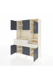 Hyperion Dolap 10 Raflı 3 Çekmeceli 6 Kapaklı 132x44x195 Aytaşı-Antrasit/Aytaşı