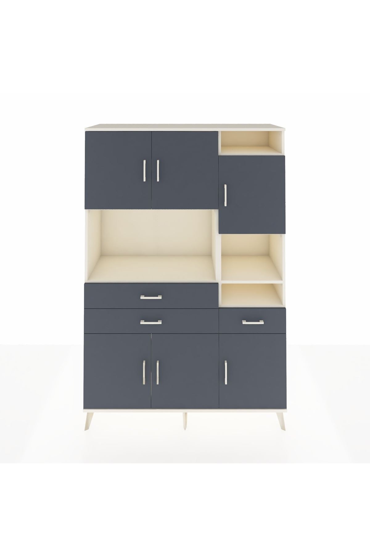 Hyperion Dolap 10 Raflı 3 Çekmeceli 6 Kapaklı 132x44x195 Aytaşı-Antrasit/Antrasit