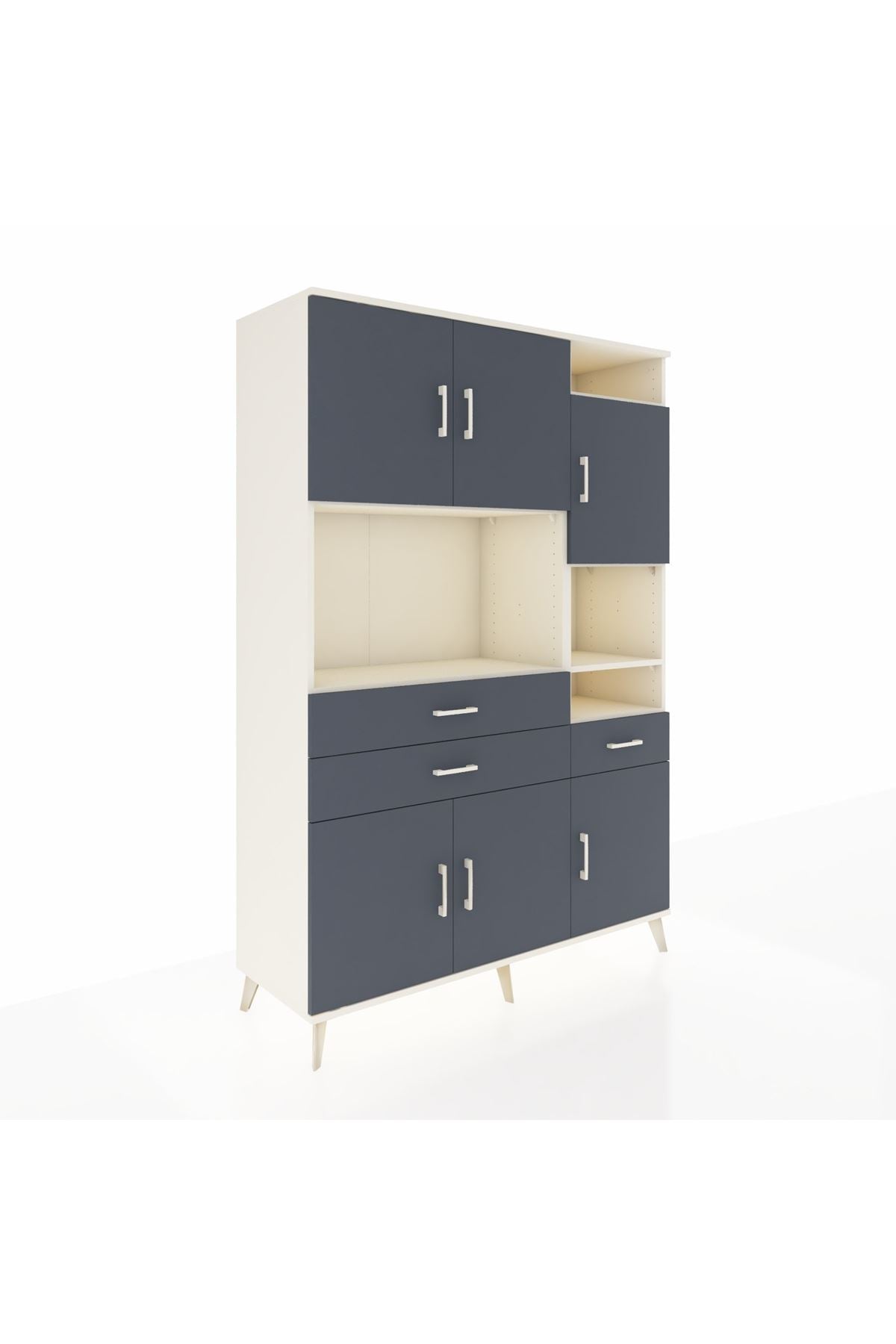 Hyperion Dolap 10 Raflı 3 Çekmeceli 6 Kapaklı 132x44x195 Aytaşı-Antrasit/Antrasit