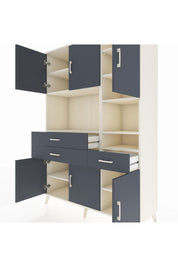 Hyperion Dolap 10 Raflı 3 Çekmeceli 6 Kapaklı 132x44x195 Aytaşı-Antrasit/Antrasit