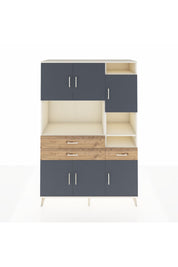 Hyperion Dolap 10 Raflı 3 Çekmeceli 6 Kapaklı 132x44x195 Aytaşı-Antrasit/Çam