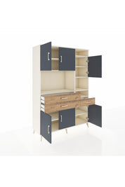 Hyperion Dolap 10 Raflı 3 Çekmeceli 6 Kapaklı 132x44x195 Aytaşı-Antrasit/Çam