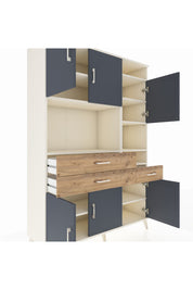 Hyperion Dolap 10 Raflı 3 Çekmeceli 6 Kapaklı 132x44x195 Aytaşı-Antrasit/Çam