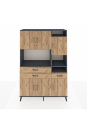 Hyperion Dolap 10 Raflı 3 Çekmeceli 6 Kapaklı 132x44x195 Antrasit-Çam/Çam