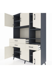 Hyperion Dolap 10 Raflı 3 Çekmeceli 6 Kapaklı 132x44x195 Antrasit-Aytaşı/Aytaşı