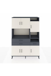 Hyperion Dolap 10 Raflı 3 Çekmeceli 6 Kapaklı 132x44x195 Antrasit-Aytaşı/Antrasit