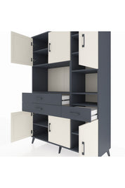 Hyperion Dolap 10 Raflı 3 Çekmeceli 6 Kapaklı 132x44x195 Antrasit-Aytaşı/Antrasit