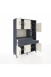 Hyperion Dolap 10 Raflı 3 Çekmeceli 6 Kapaklı 132x44x195 Antrasit-Aytaşı/Antrasit