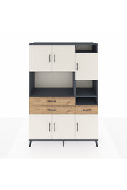 Hyperion Dolap 10 Raflı 3 Çekmeceli 6 Kapaklı 132x44x195 Antrasit-Aytaşı/Çam