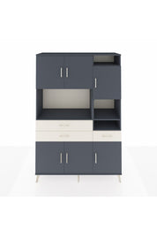 Hyperion Dolap 10 Raflı 3 Çekmeceli 6 Kapaklı 132x44x195 Antrasit-Antrasit/Aytaşı