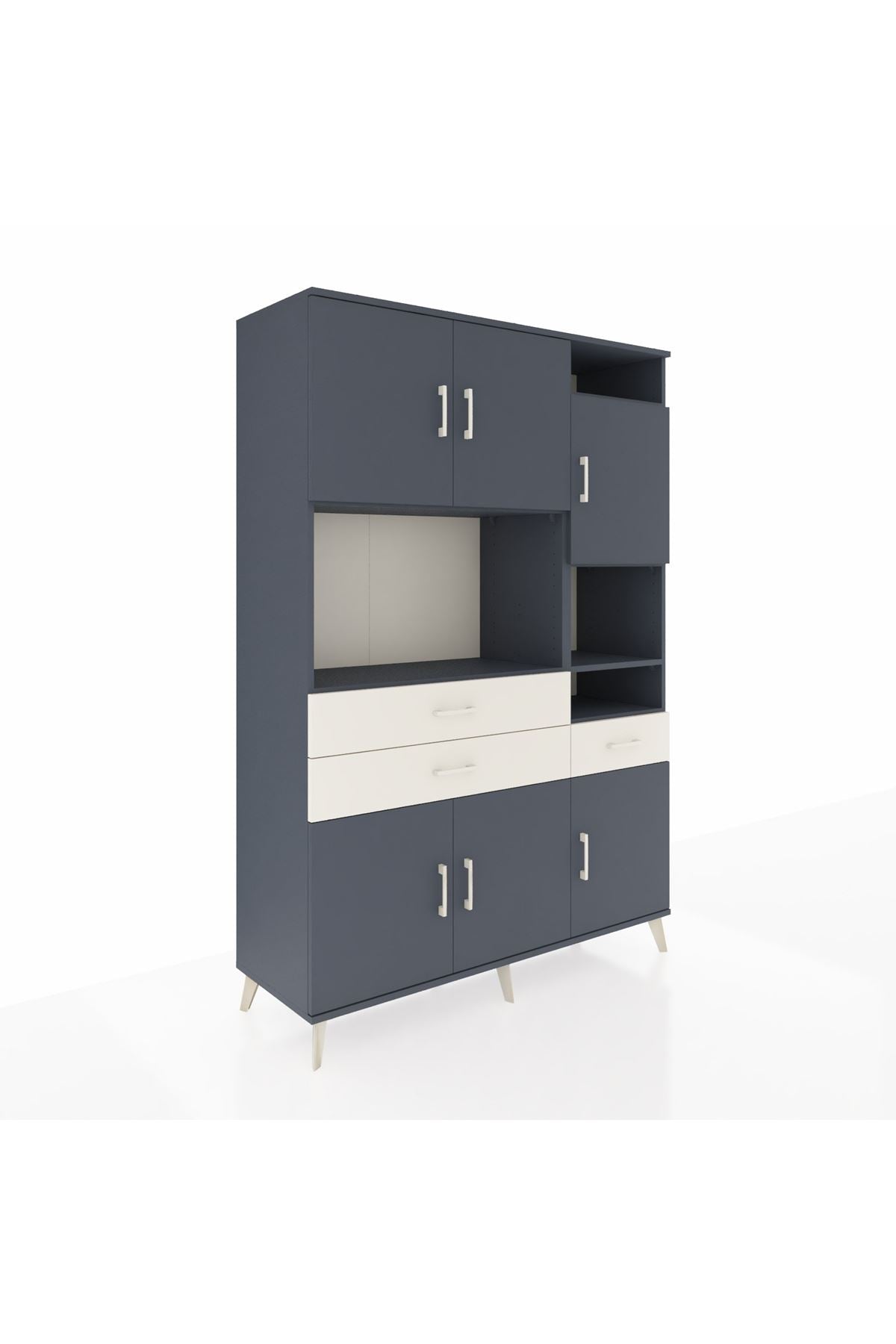 Hyperion Dolap 10 Raflı 3 Çekmeceli 6 Kapaklı 132x44x195 Antrasit-Antrasit/Aytaşı