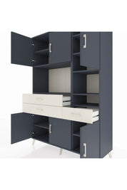 Hyperion Dolap 10 Raflı 3 Çekmeceli 6 Kapaklı 132x44x195 Antrasit-Antrasit/Aytaşı