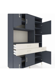 Hyperion Dolap 10 Raflı 3 Çekmeceli 6 Kapaklı 132x44x195 Antrasit-Antrasit/Aytaşı