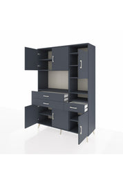 Hyperion Dolap 10 Raflı 3 Çekmeceli 6 Kapaklı 132x44x195 Antrasit-Antrasit/Antrasit