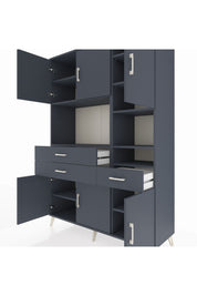 Hyperion Dolap 10 Raflı 3 Çekmeceli 6 Kapaklı 132x44x195 Antrasit-Antrasit/Antrasit