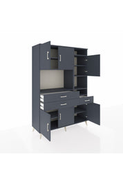 Hyperion Dolap 10 Raflı 3 Çekmeceli 6 Kapaklı 132x44x195 Antrasit-Antrasit/Antrasit