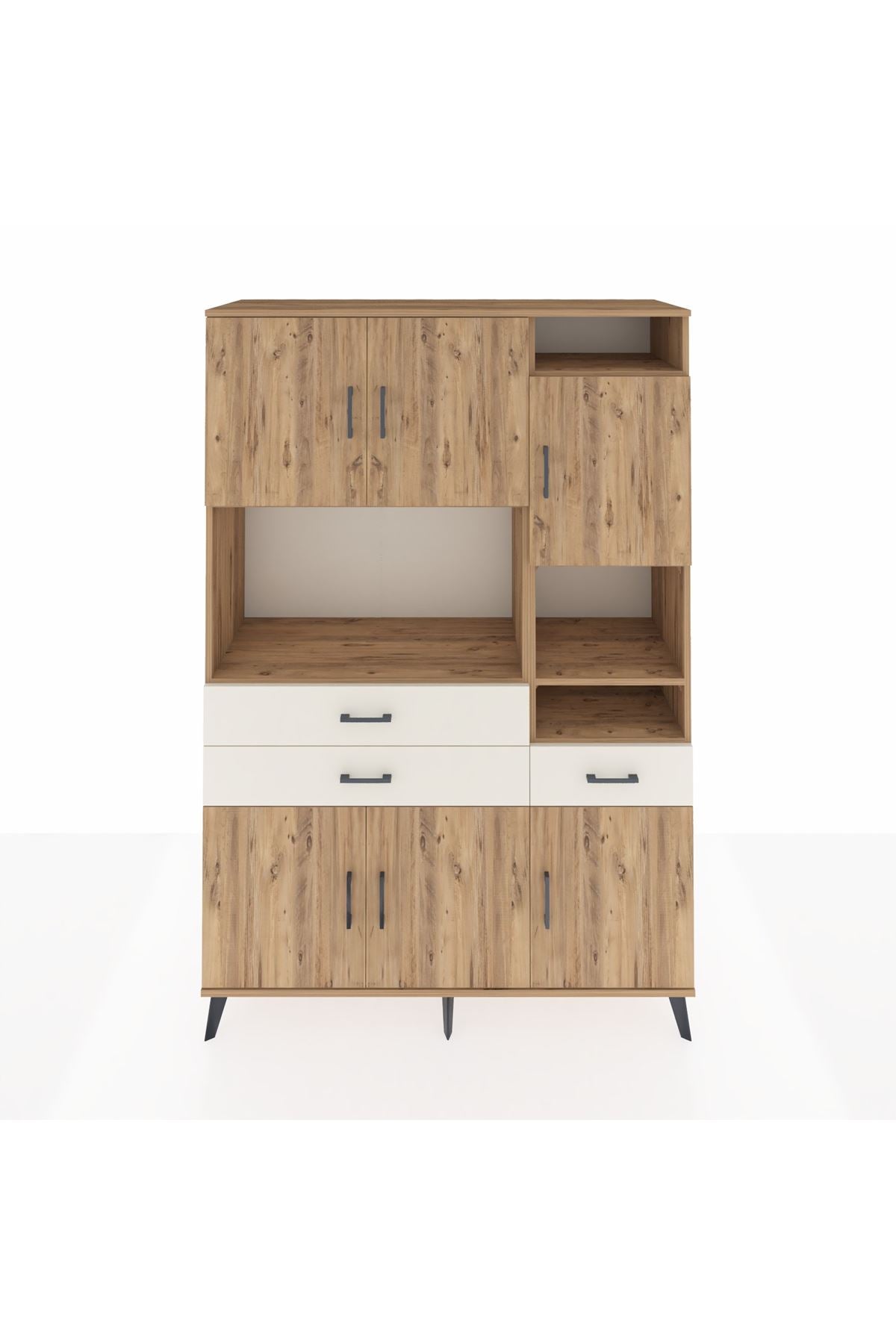 Hyperion Dolap 10 Raflı 3 Çekmeceli 6 Kapaklı 132x44x195 Çam-Çam/Aytaşı