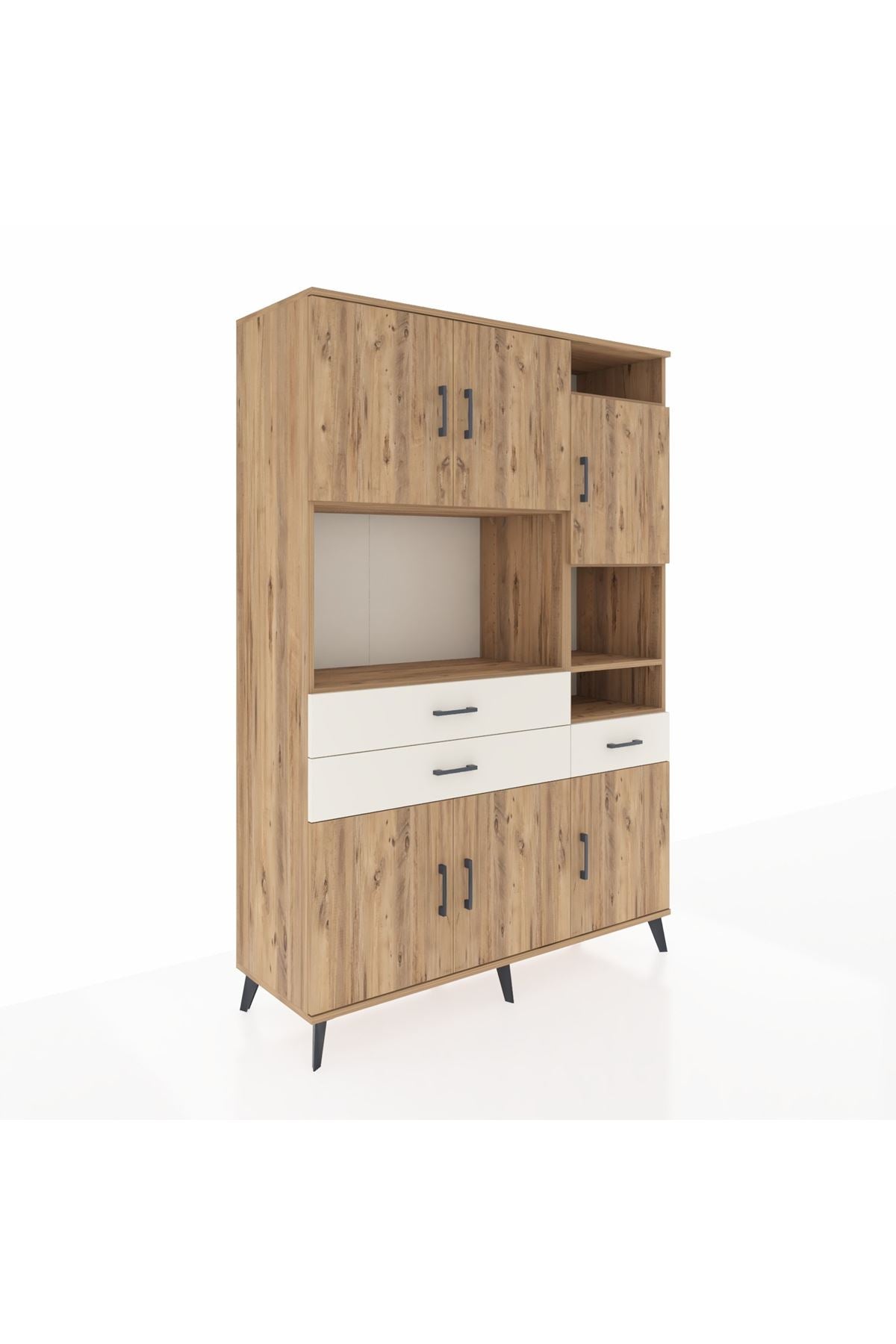 Hyperion Dolap 10 Raflı 3 Çekmeceli 6 Kapaklı 132x44x195 Çam-Çam/Aytaşı