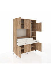 Hyperion Dolap 10 Raflı 3 Çekmeceli 6 Kapaklı 132x44x195 Çam-Çam/Aytaşı