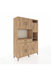 Hyperion Dolap 10 Raflı 3 Çekmeceli 6 Kapaklı 132x44x195 Çam-Çam/Çam