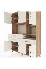 Hyperion Dolap 10 Raflı 3 Çekmeceli 6 Kapaklı 132x44x195 Çam-Aytaşı/Aytaşı