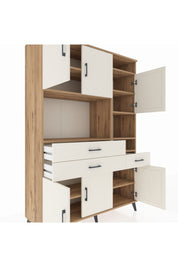 Hyperion Dolap 10 Raflı 3 Çekmeceli 6 Kapaklı 132x44x195 Çam-Aytaşı/Aytaşı