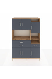 Hyperion Dolap 10 Raflı 3 Çekmeceli 6 Kapaklı 132x44x195 Çam-Antrasit/Antrasit