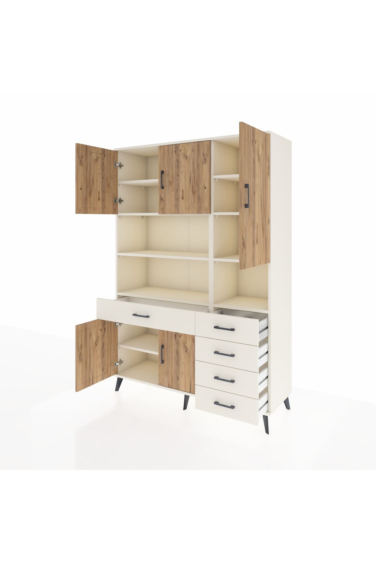 Hyperion Dolap 9 Raflı 5 Çekmeceli 5 Kapaklı 132x44x195 Aytaşı-Çam/Aytaşı