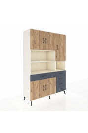 Hyperion Dolap 9 Raflı 5 Çekmeceli 5 Kapaklı 132x44x195 Aytaşı-Çam/Antrasit