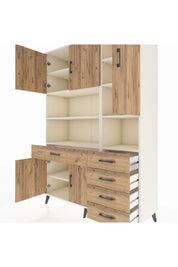 Hyperion Dolap 9 Raflı 5 Çekmeceli 5 Kapaklı 132x44x195 Aytaşı-Çam/Çam