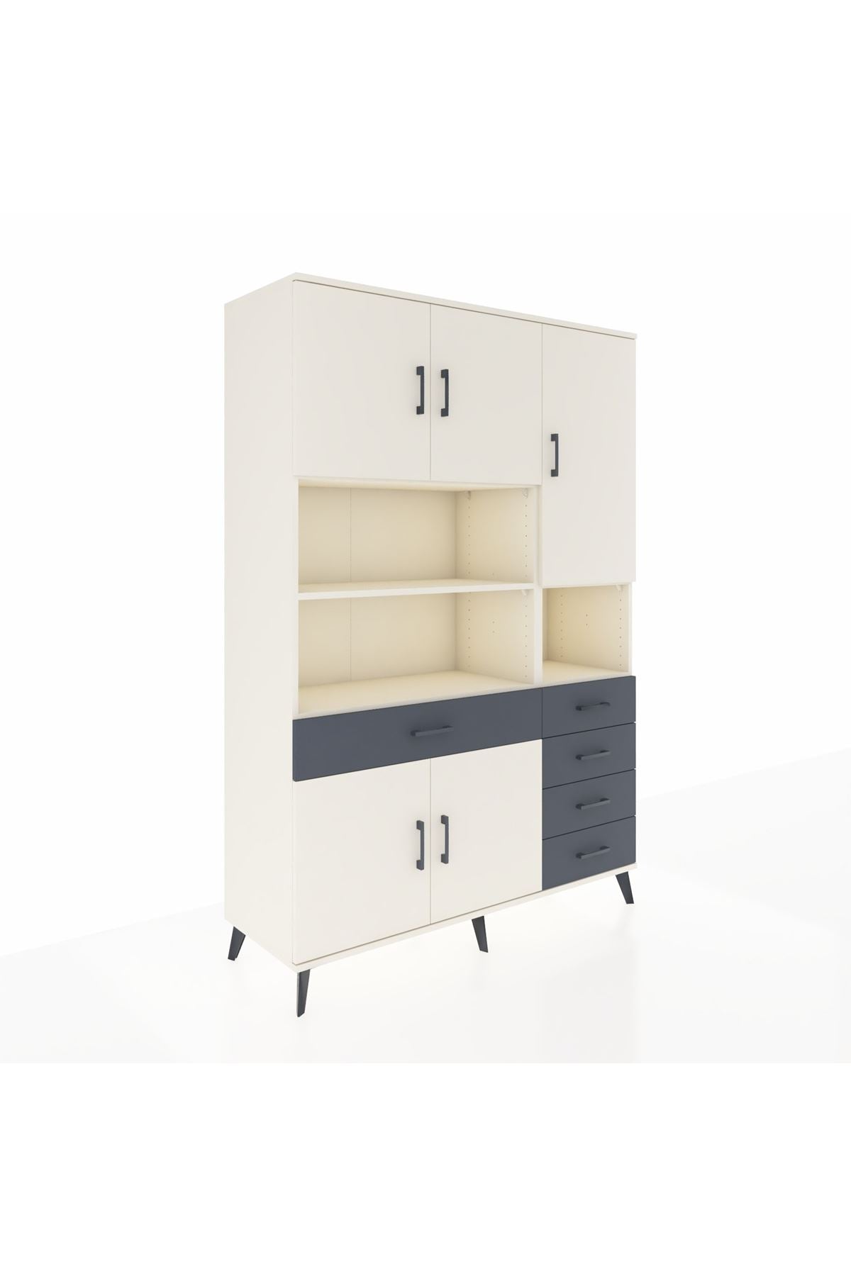 Hyperion Dolap 9 Raflı 5 Çekmeceli 5 Kapaklı 132x44x195 Aytaşı-Aytaşı/Antrasit