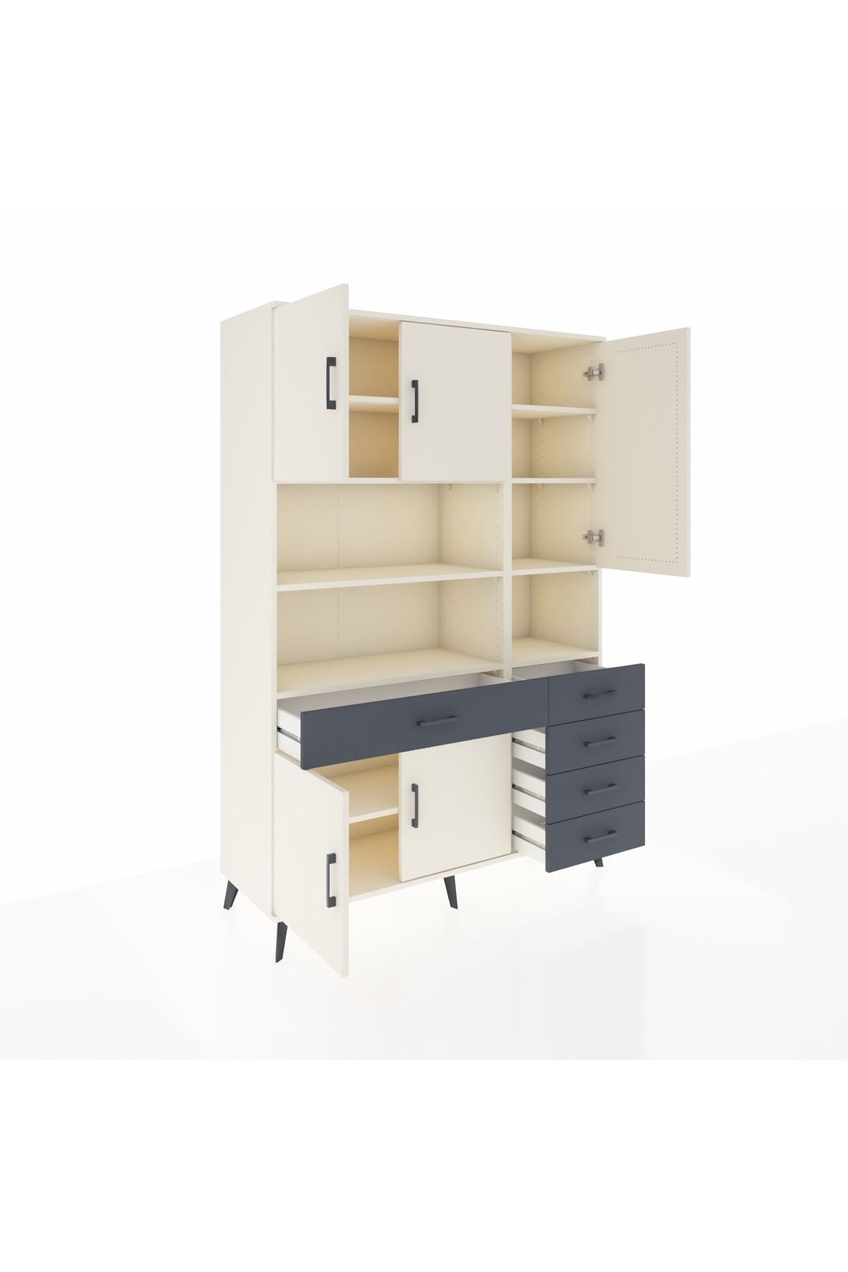 Hyperion Dolap 9 Raflı 5 Çekmeceli 5 Kapaklı 132x44x195 Aytaşı-Aytaşı/Antrasit