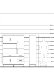 Hyperion Dolap 9 Raflı 5 Çekmeceli 5 Kapaklı 132x44x195 Aytaşı-Aytaşı/Antrasit