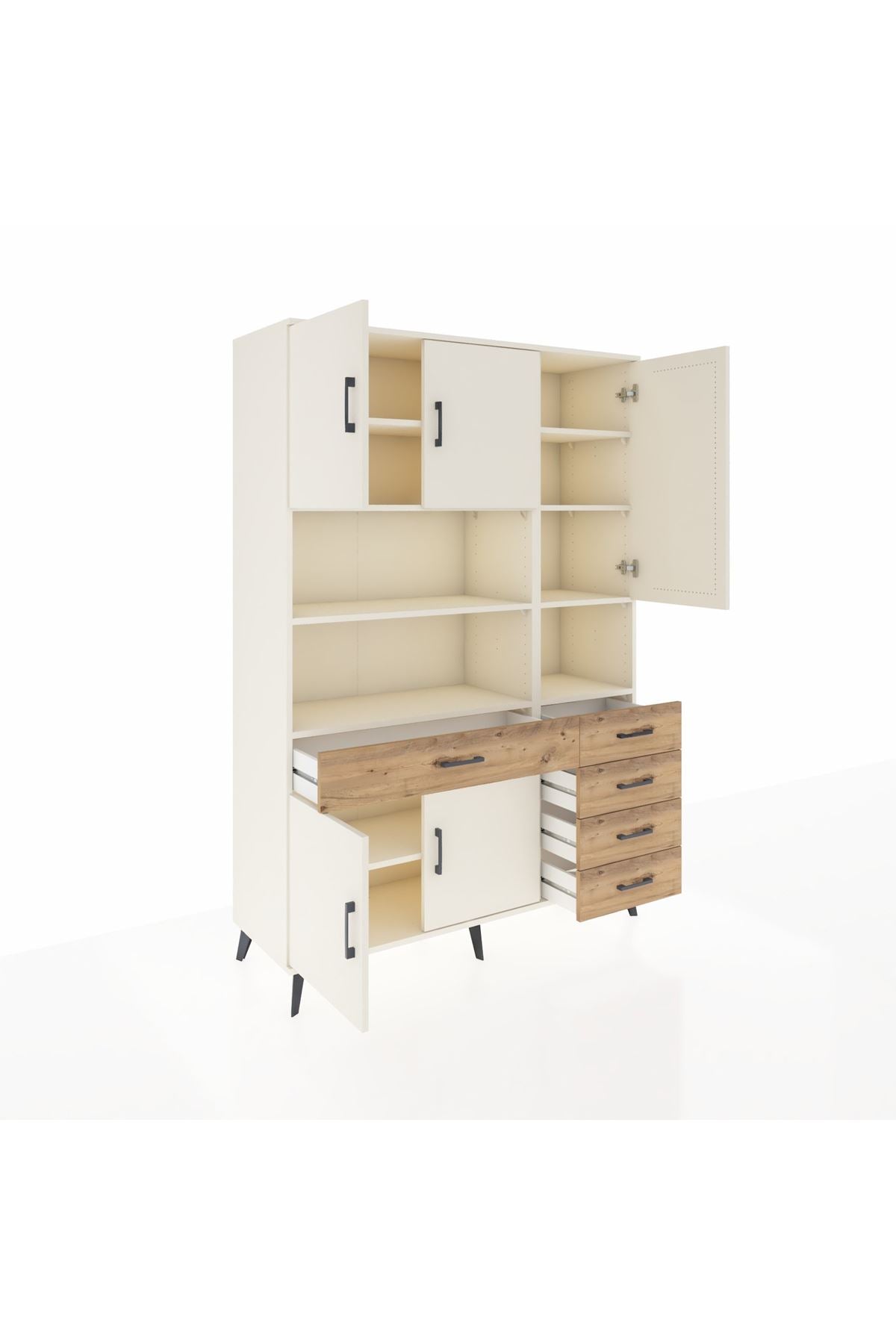 Hyperion Dolap 9 Raflı 5 Çekmeceli 5 Kapaklı 132x44x195 Aytaşı-Aytaşı/Çam