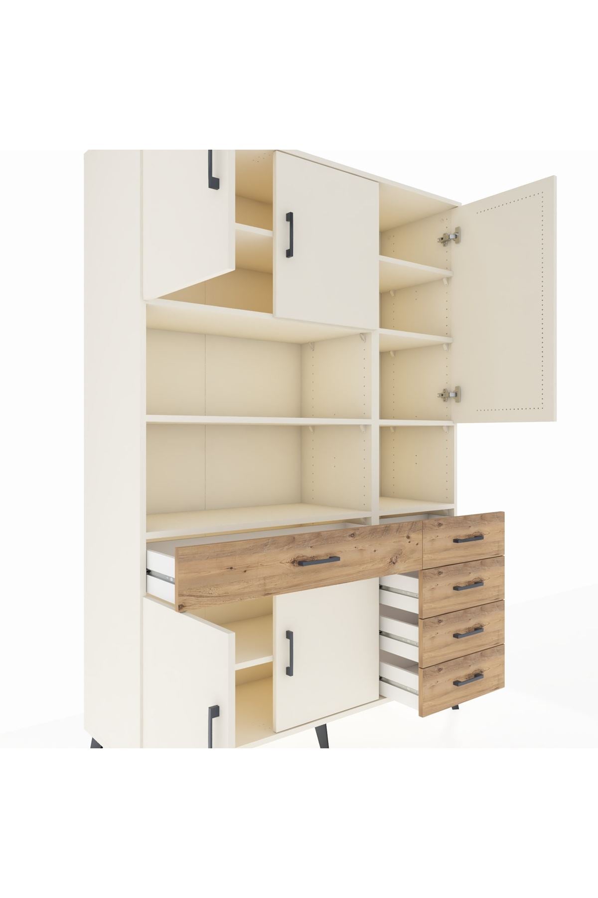 Hyperion Dolap 9 Raflı 5 Çekmeceli 5 Kapaklı 132x44x195 Aytaşı-Aytaşı/Çam