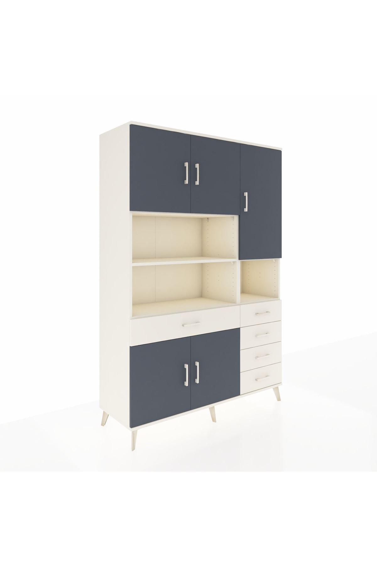 Hyperion Dolap 9 Raflı 5 Çekmeceli 5 Kapaklı 132x44x195 Aytaşı-Antrasit/Aytaşı