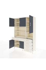 Hyperion Dolap 9 Raflı 5 Çekmeceli 5 Kapaklı 132x44x195 Aytaşı-Antrasit/Aytaşı