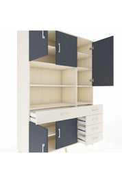 Hyperion Dolap 9 Raflı 5 Çekmeceli 5 Kapaklı 132x44x195 Aytaşı-Antrasit/Aytaşı